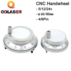 QDLASER CNC Pulser Handwheel 5/12/24V 4/6Pin Pulse 100 Manual Pulse Generator Hand Wheel CNC Machine 60mm Rotary Encoder