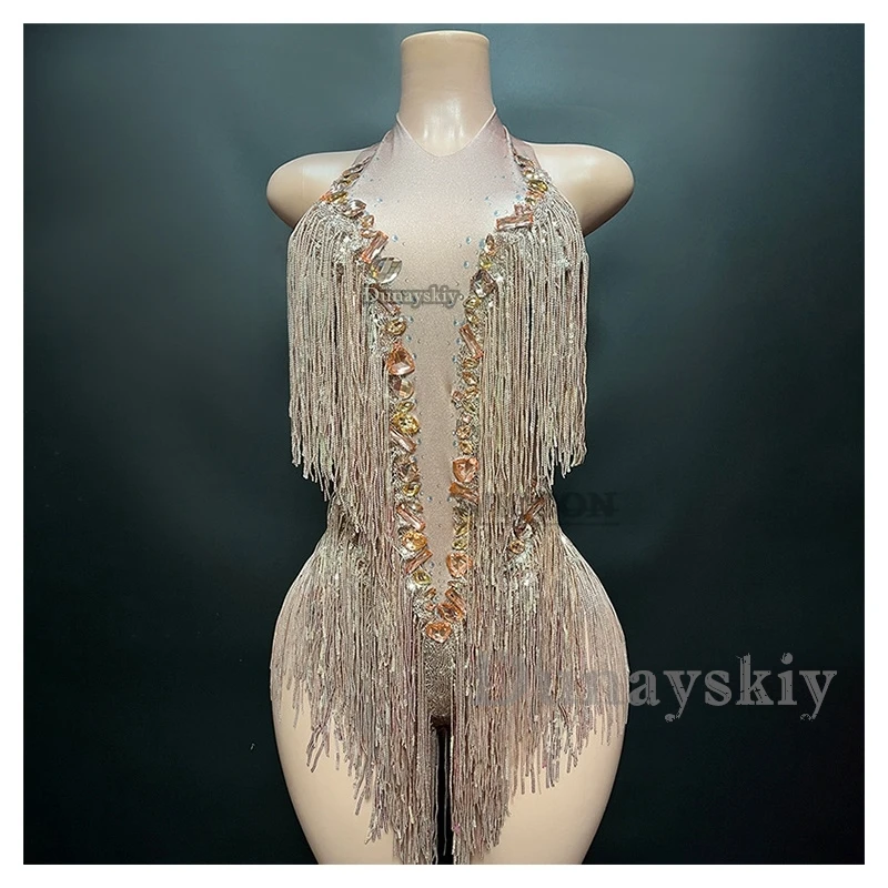 Latin Dresses For Women Latin Dance Skirt Tango Salsa Gogo Dance Costume Sexy Sparkling Diamonds Fringe Jumpsuit Tassel Dress