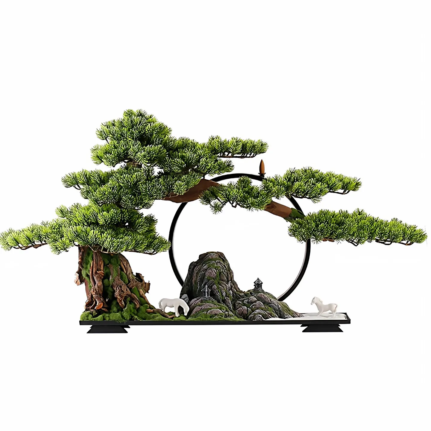 PYH New chinoiserie artificial welcome pine bonsai ornament entrance green plant landscape landscaping decoration 5