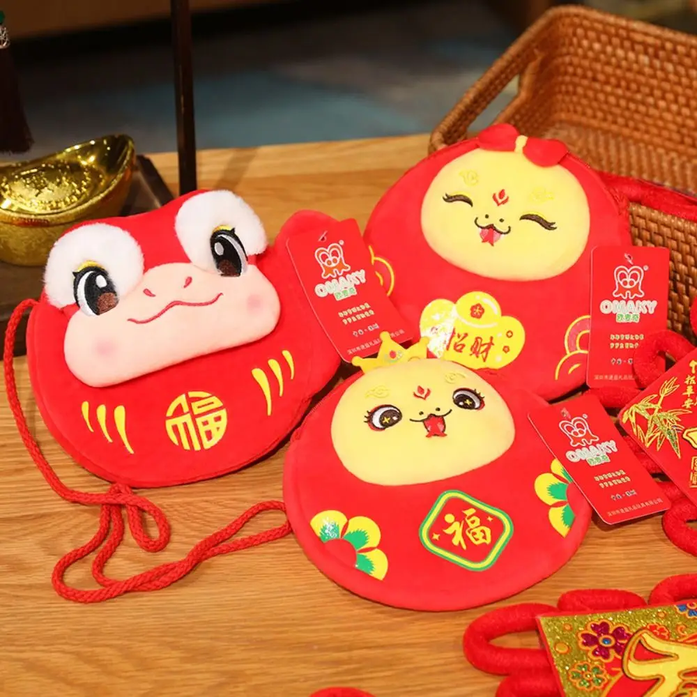 Lucky Money Zodiac Snake Pluche Crossbody tas Rood Pakket Envelop Snake Jaar Geldzak Pluche Chinese Lucky Money Wallet