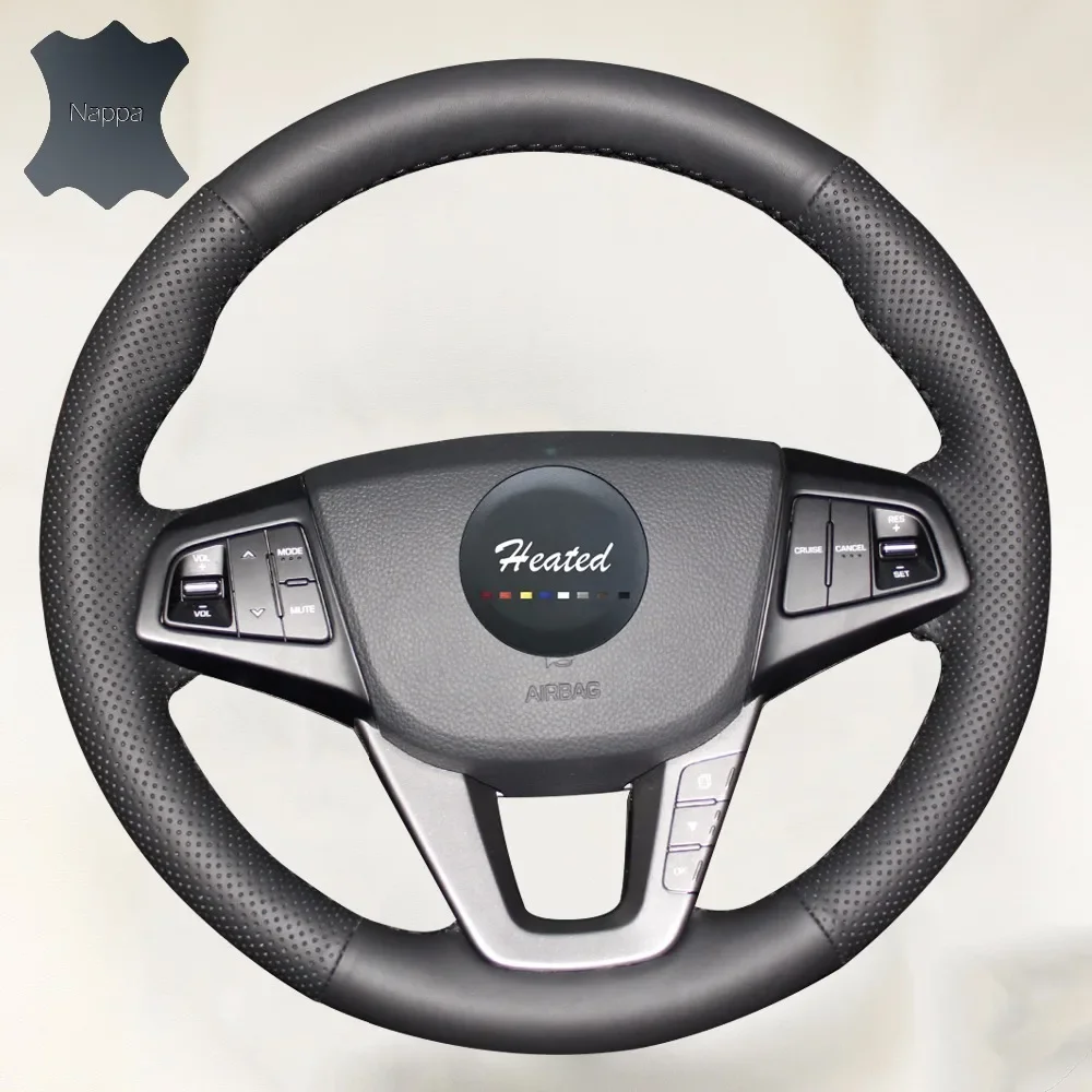 Nappa Genuine Leather Stitch Steering Wheel Cover for Hyundai Mistra 2013 2014 Braid on The Steering Wheel Car Accessories