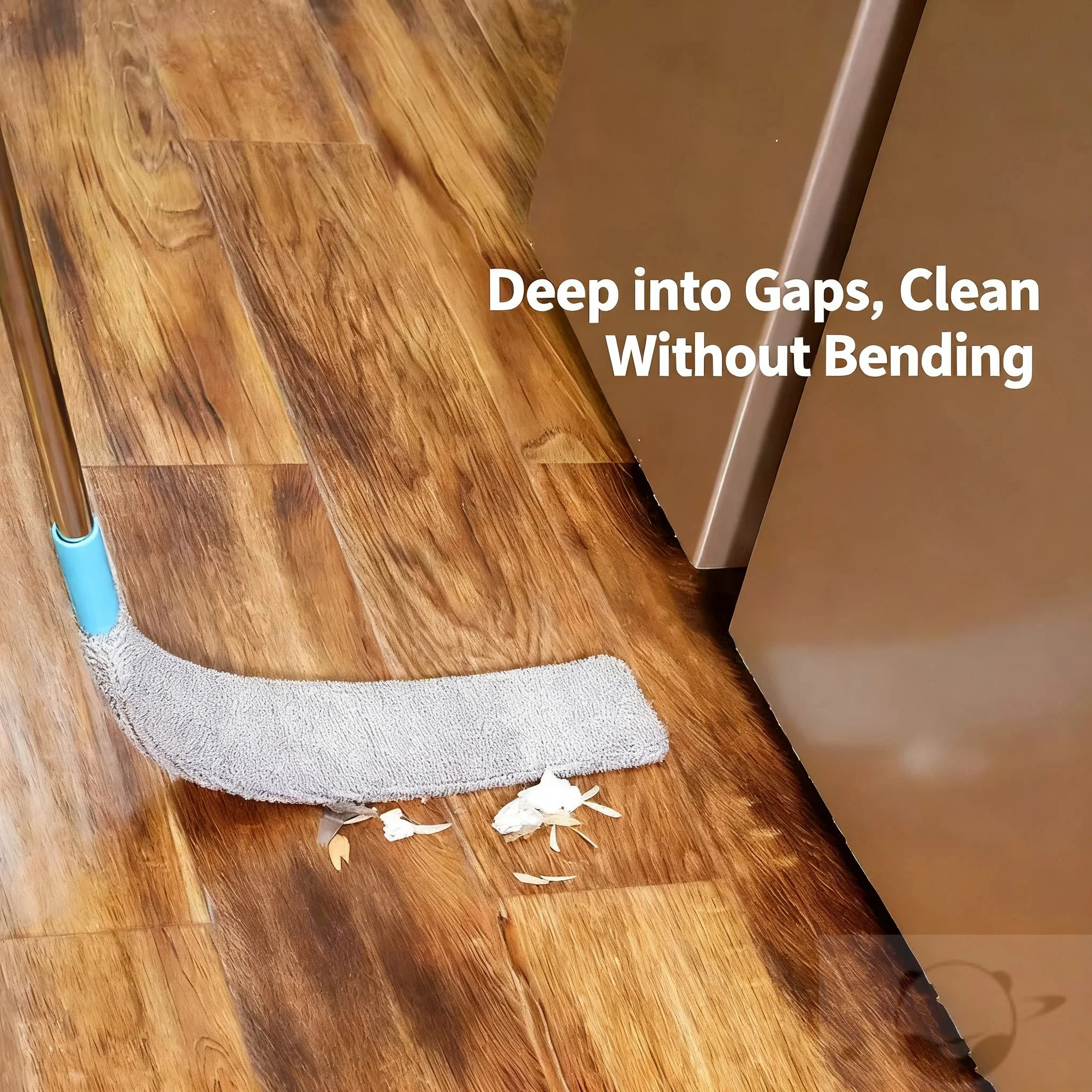 منفضة ممسحة تلسكوبية بمقبض طويل قابلة للتمديد مع رأس قابل للانحناء - فرشاة تنظيف مرنة لأداة تنظيف القطب المنزلي