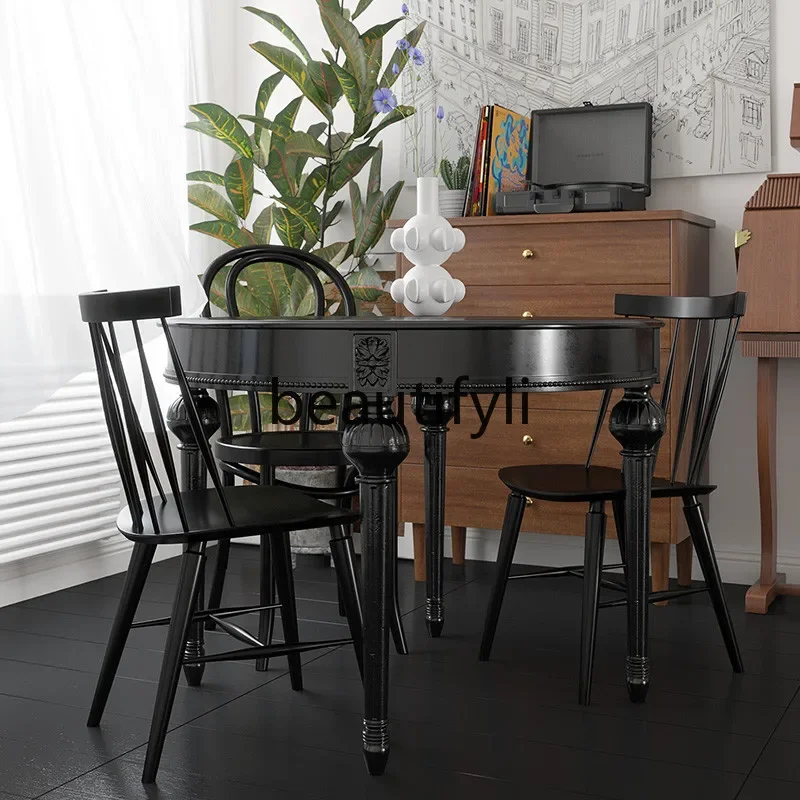 

American light luxury round household dining table conference table design negotiation table dining chair