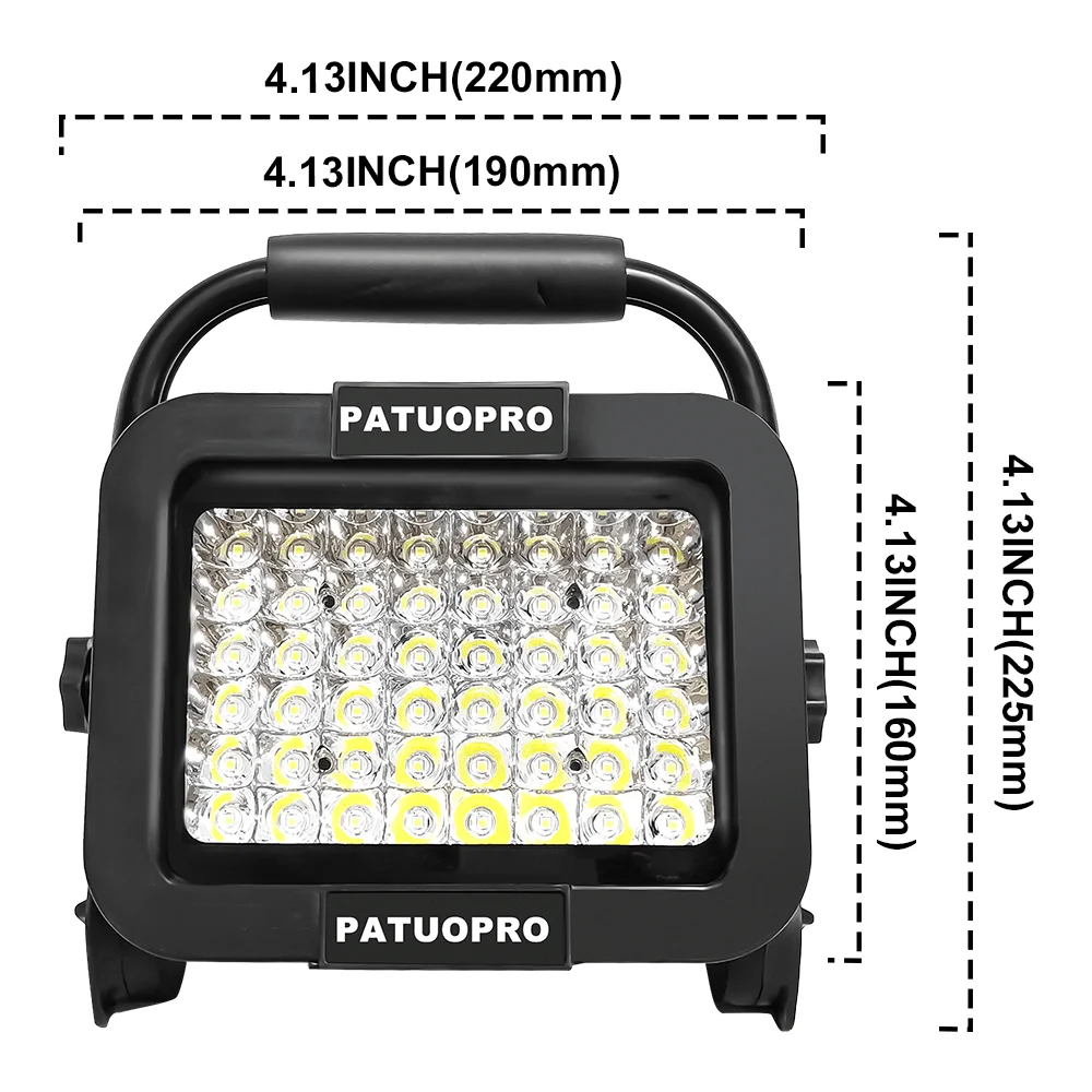 4 Inch 48 LED Dual USB Angle Adjustable Cordless Working Light Outdoor Flashlight Camping Lamp Emergency Lighting Spotlight