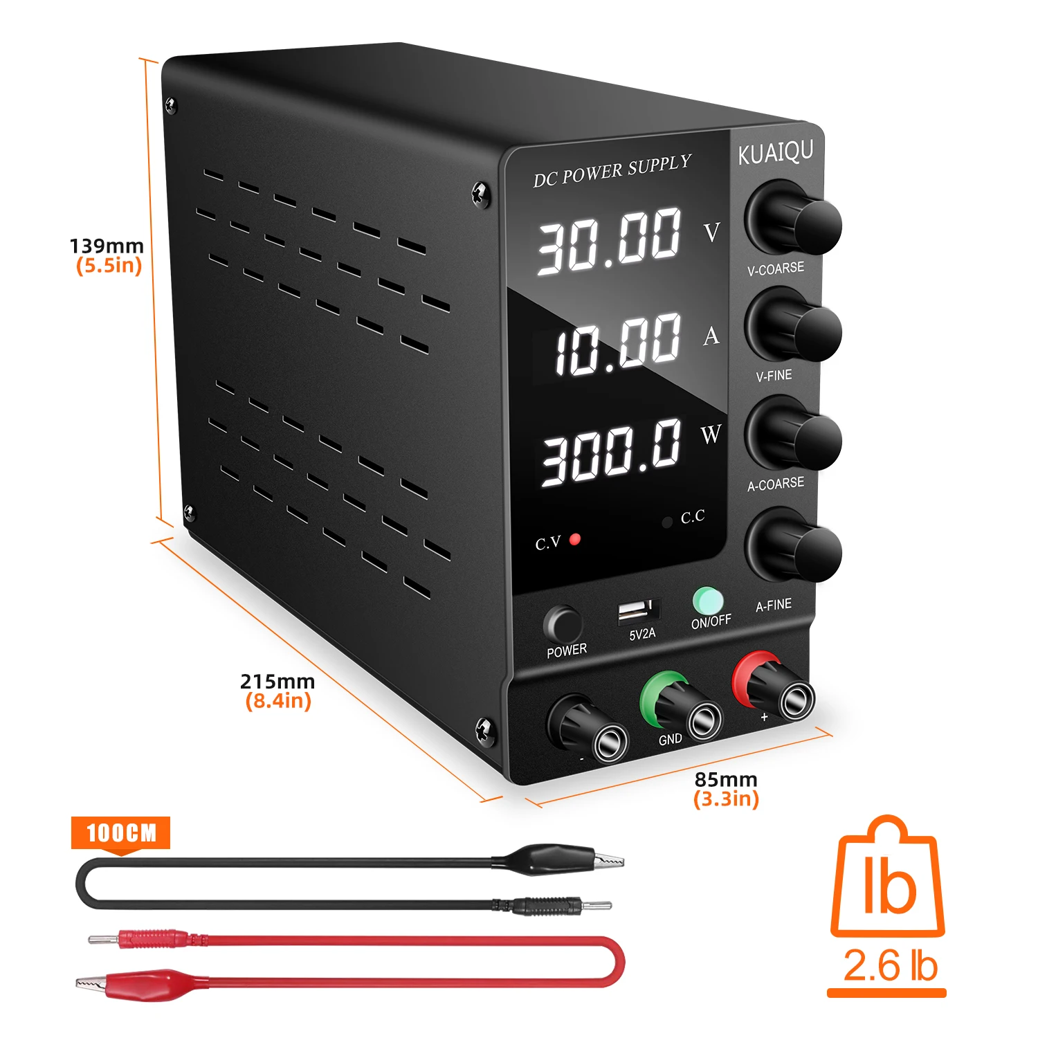 Imagem -03 - Kuaiqu-dc Fonte de Alimentação 30v 10a com Display Dígito Ajustável Mini Laboratório Fontes de Alimentação Regulador de Tensão 60v 5a 120v 3a 32v 6a