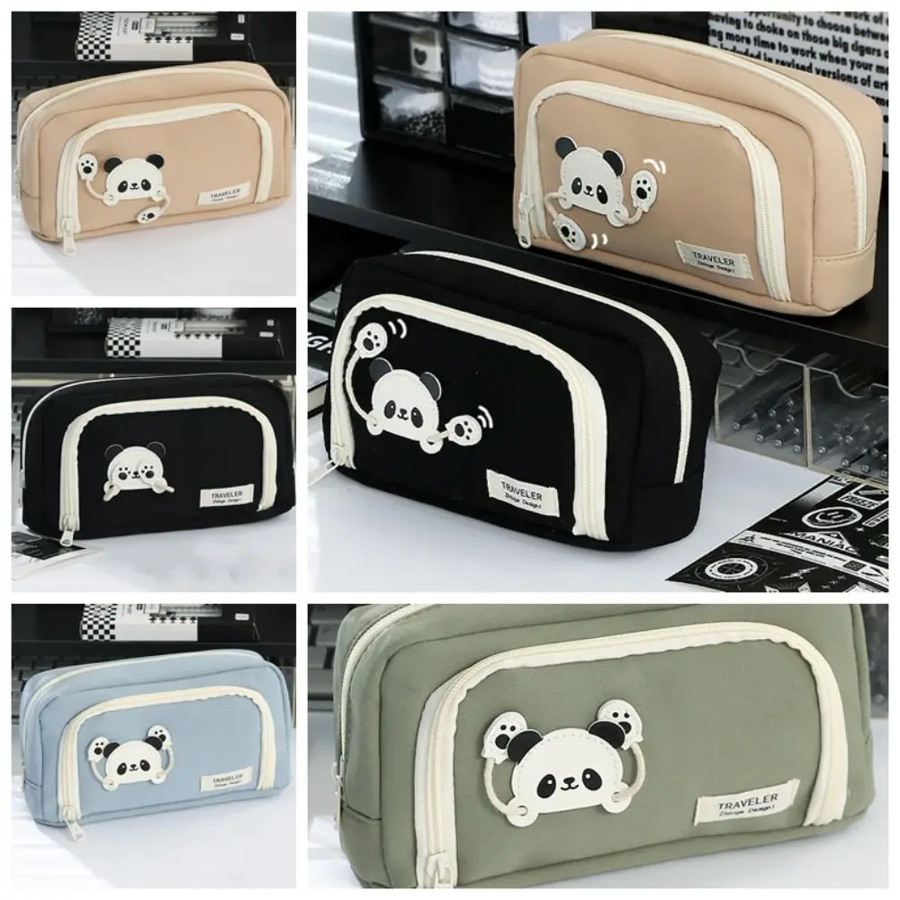 Imagem -05 - Bolsa de Lápis Estético Estilo Coreano Desktop Storage Box Dançando Panda Caneta Engraçada Organizador do Escritório