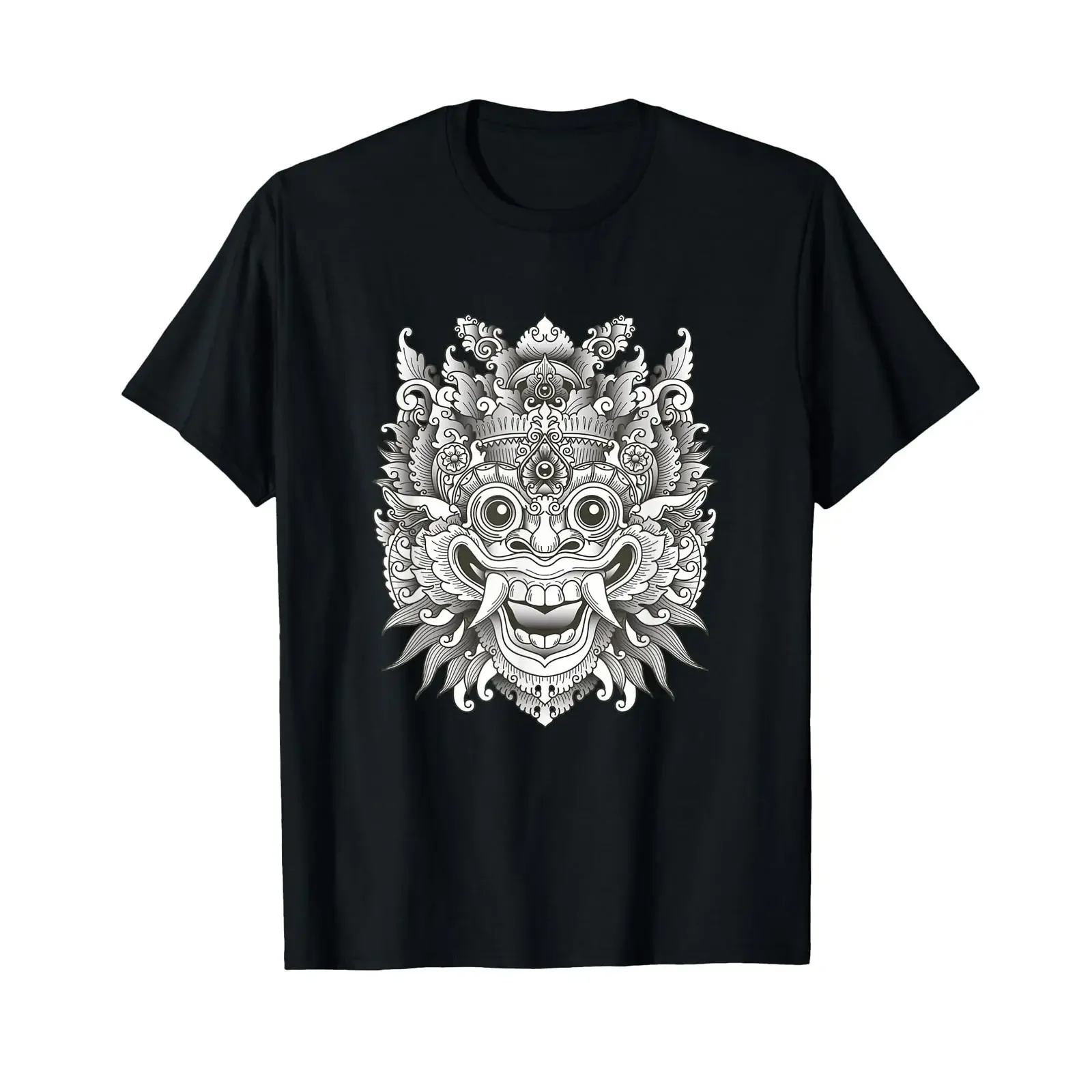 Indonesian Barong T Shirt Bali Mask Luck vintage Washed Casual Slightly homme Stretched fashion Soft designer clothes Unisex
