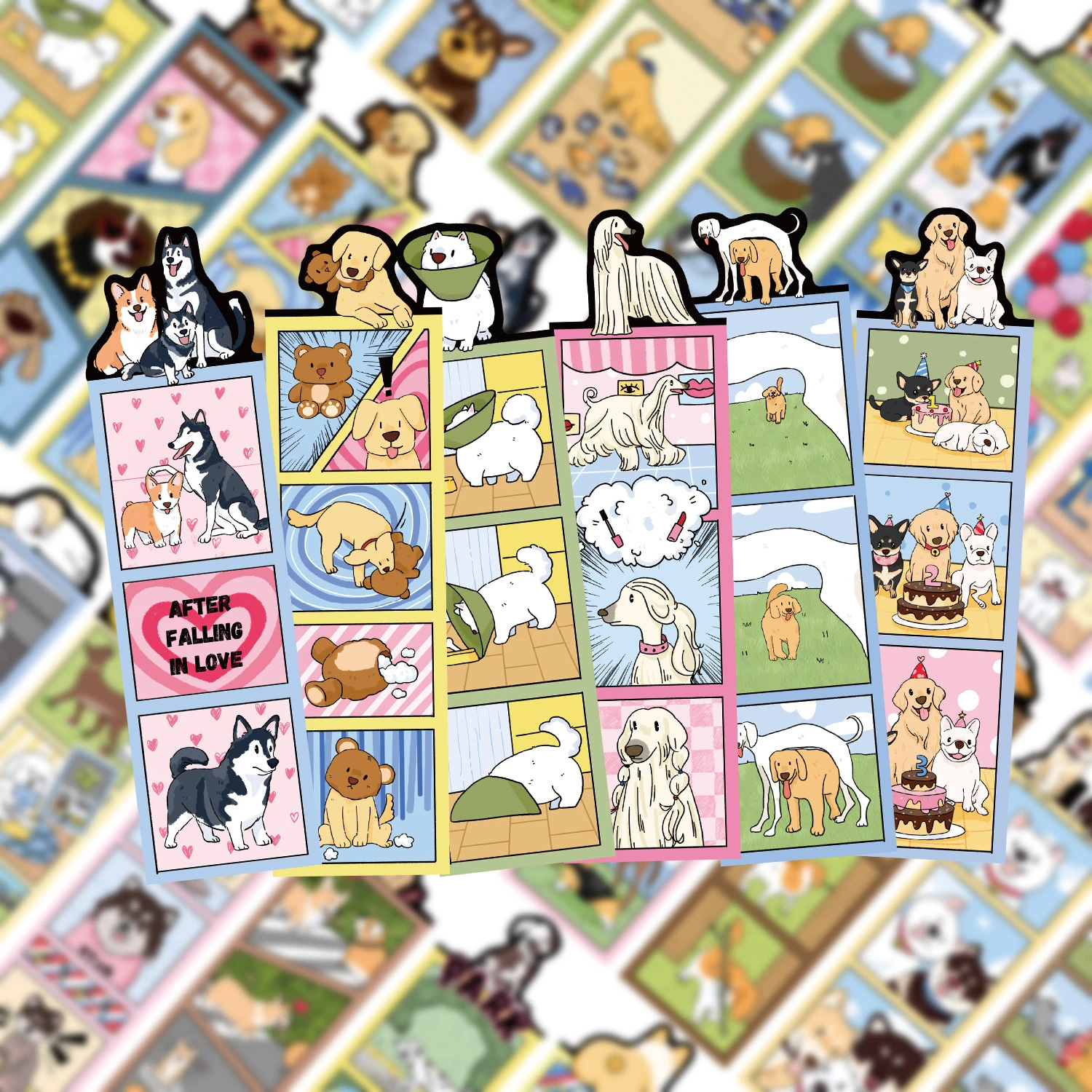 30PCS Cartoon Dog World Bookmark Cards  Laptop Luggage Reading Waterproof Graduation Student Graffiti Stationery Page Bookmarks