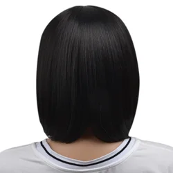 Peluca recta corta Natural para mujer, pelo sintético, 40cm, resistente al calor, pelo femenino con flequillo, pelo corto negro