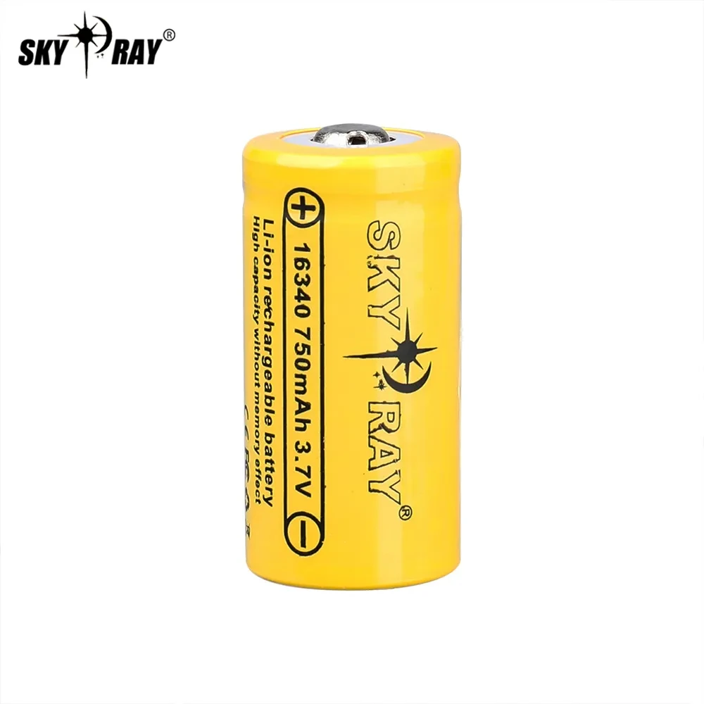 SKYRAY 100% Original 16340 Battery 3.7v Lithium 750mAh Li-ion Cells Rechargeable Batteries for Toys Torch Flashlight