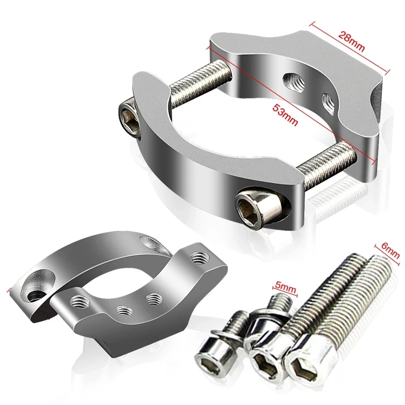 Motorcycle E-bike Headlight Bracket Clip, Spotlight Mount Fixed Clamp, Aluminum Silver, Motorcycle Accessories