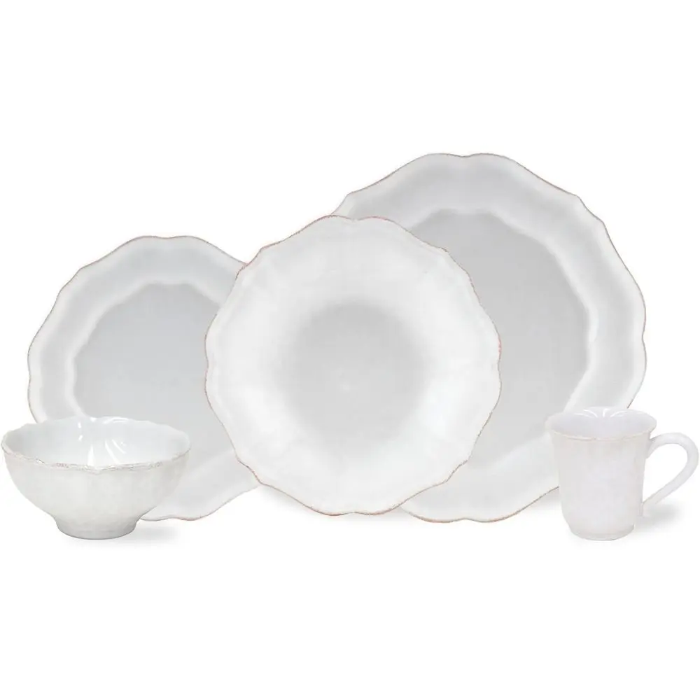 

Набор посуды из 5 предметов или 1 - коллекция Imprions, белый | Набор посуды, пригодный для использования в микроволновой печи и посудомоечной машине | Пищевая добавка Sa