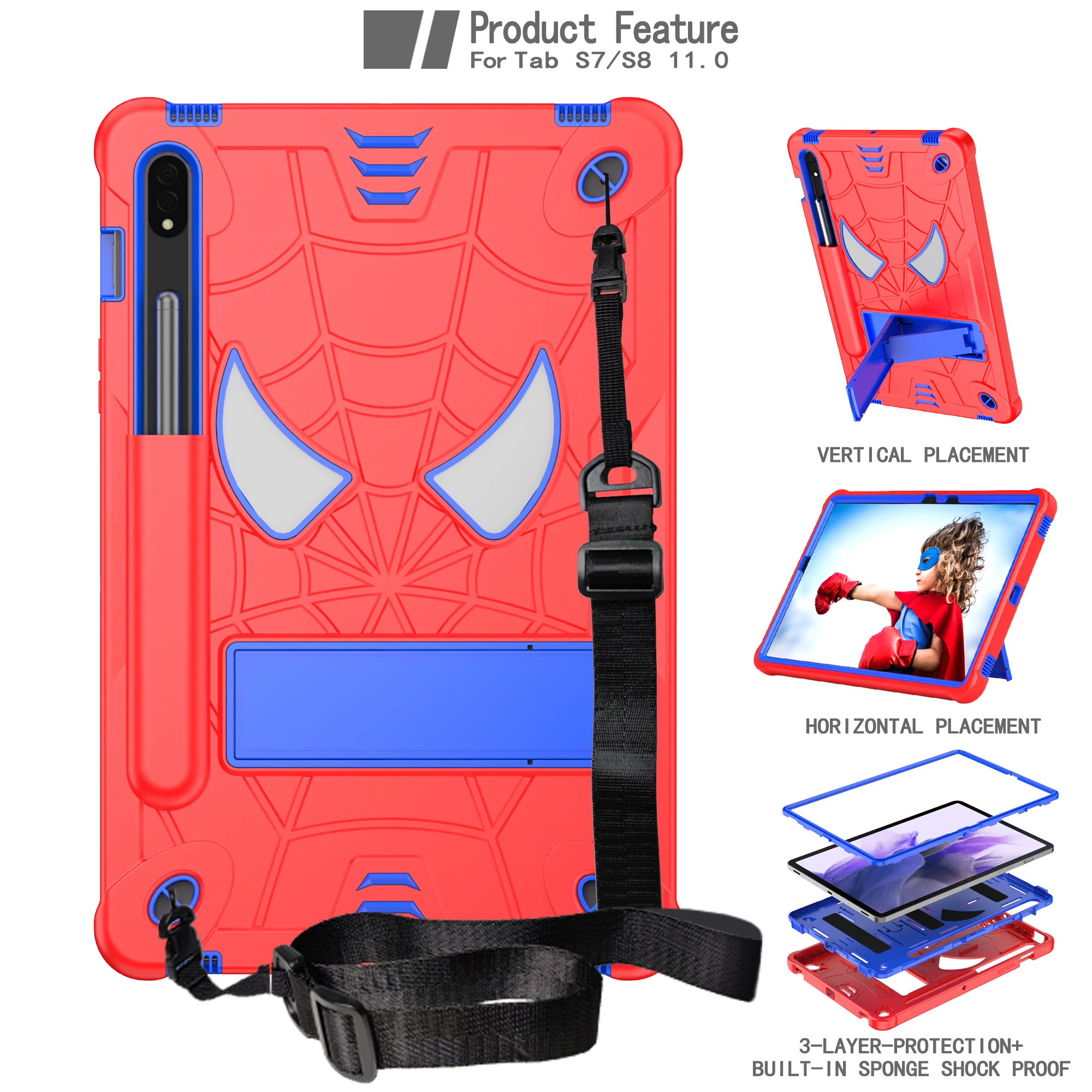 Case for Samsung Galaxy Tab S8 2022/S7 2020 11 Inch - Model (SM-X700/X706/T870/T875/T878) with Stand, Shoulder Strap