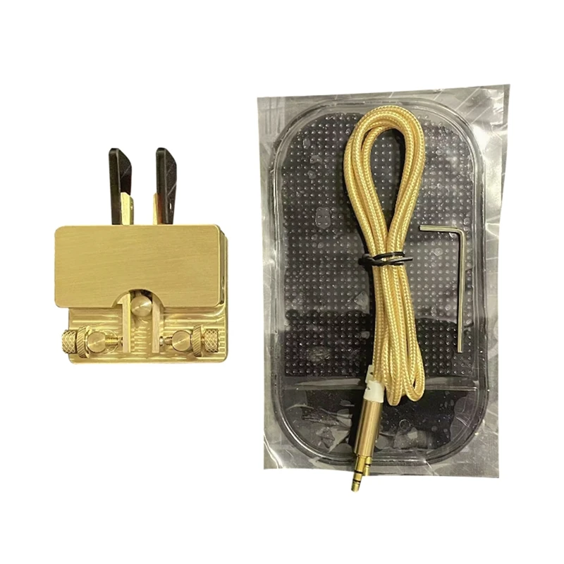 

1 Set JCY-56 Stainless Steel Brass Telegraph Key Dual Paddle Magnetic CW Key (Gold)