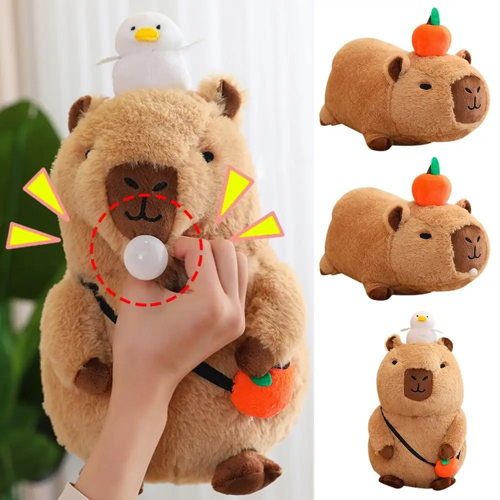 Cute Soft Capybara Plush Toy Fluffy Blow Bubbles Stuffed Animals Toy Cartoon Simulation Capybara Kids Gift