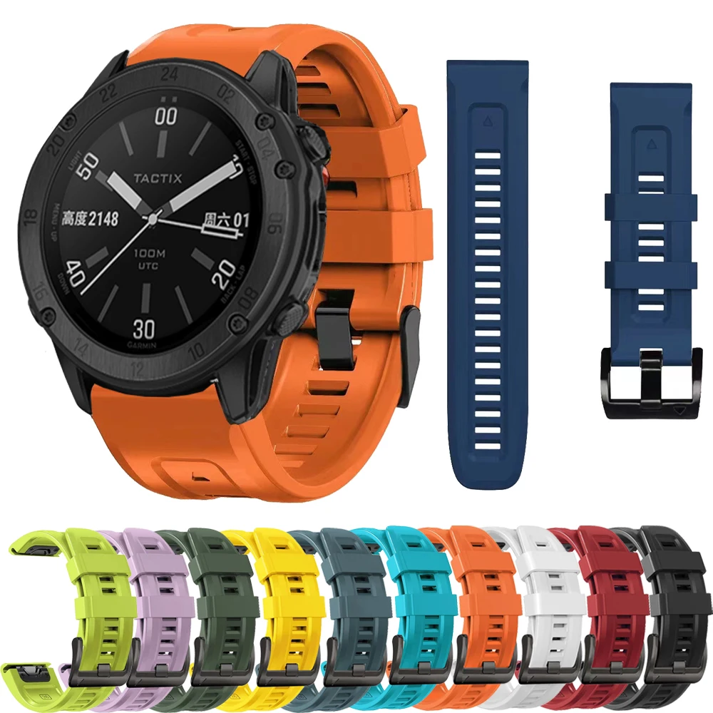 26mm Watch Strap For Garmin Fenix 7X 6X 5X Plus Silicone Quick Fit Band For Garmin TACTIX DELTA/Enduro/Descent MK Sport Bracelet