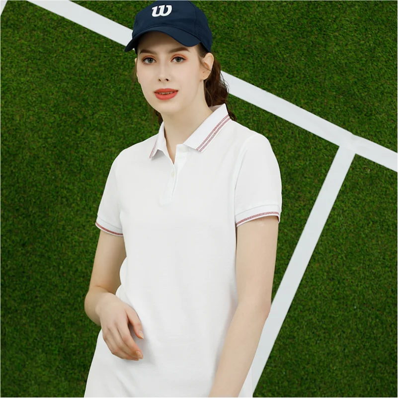 Women 100% Cotton Turn Collar Polo Golf Tennis Dresses Customized Brand Company Logo Casual Short Sleeve Sports Midi Dress