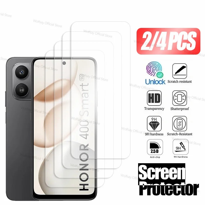 2PCS Tempered Glass For Honor 400 Smart 5G Screen Protector Honor 400 Smart Full Glue Anti-Scratch Phone Glass Honor 400 Smart