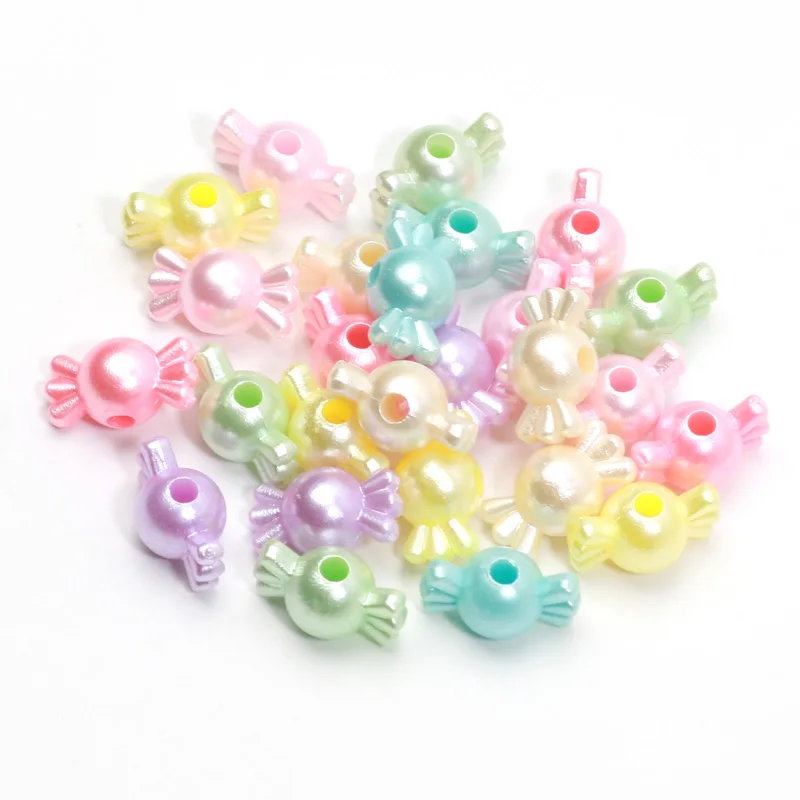 8x14mm 50pcs Acrylic Beads Shiny Colorful Sweets For Jewelry Making Pendant Necklace Hair Clip Supplies Material Customized Gift