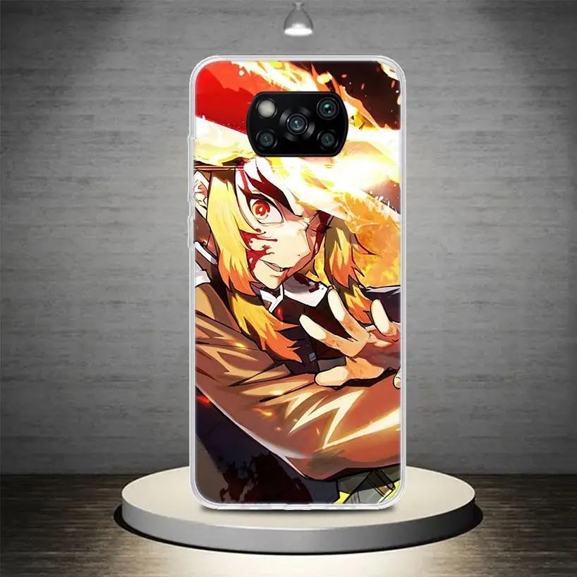 Demon Slayer Rengoku Kyoujurou Phone Case Cover For Xiaomi Poco X3 Nfc X4 GT X5 Pro M5S M3 M4 M2 F3 F2 F1 Note 10 A3 A2 Lite