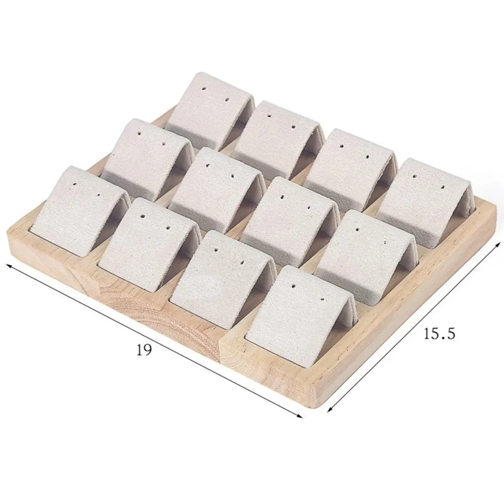 

New Bamboo Wood Earrings Display Stand PU Leather DIY Velvet Props Show Stand Detachable Jewelry Storage Tray Window Display