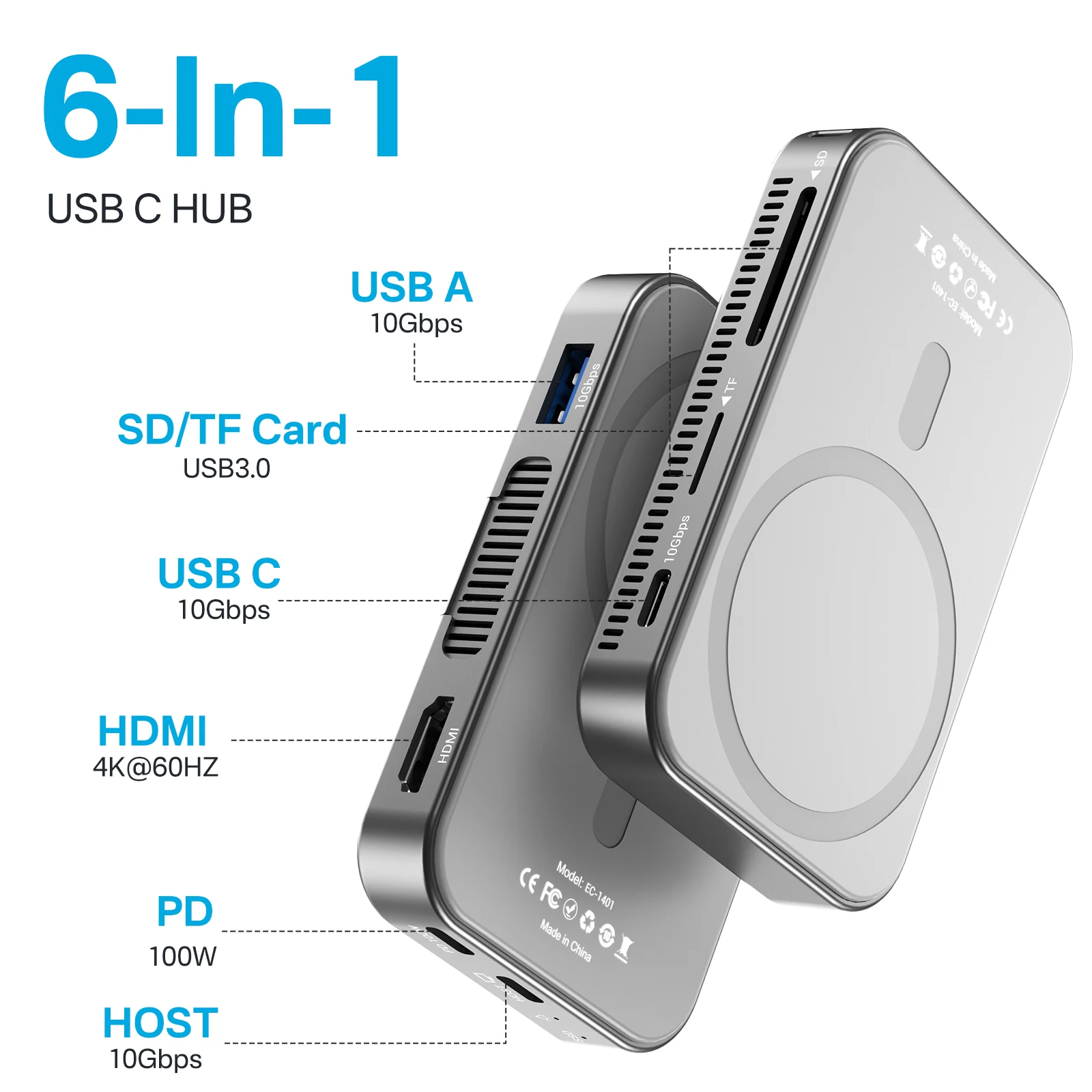 Магнитный корпус 6 в 1, 10 – обзор и цена Docking Station Usb C