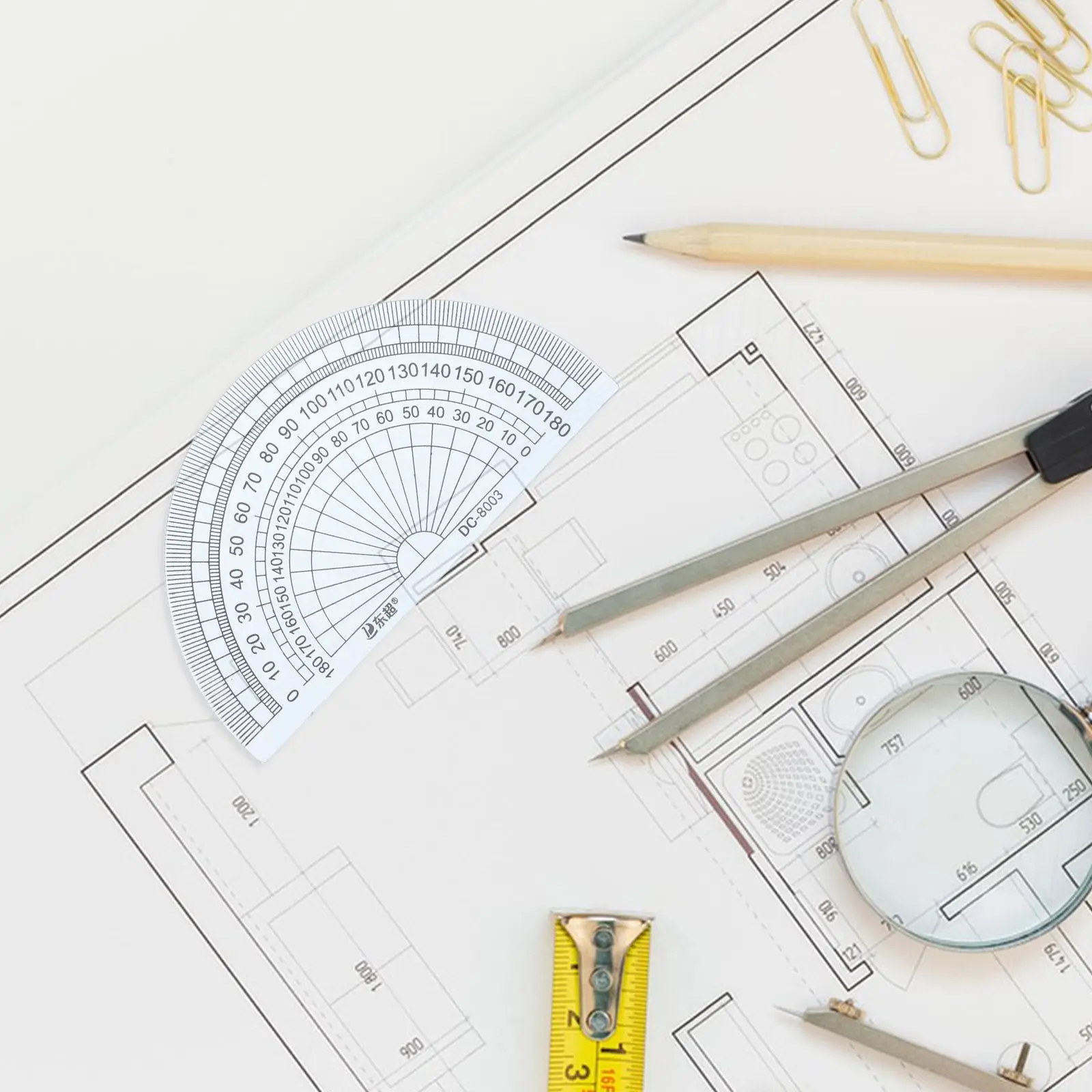 20pcs Protractors Rulers 180Degrees Angle Measurement Office School Plastic Lightweight Math Tool Drawing Aid Students Supplies