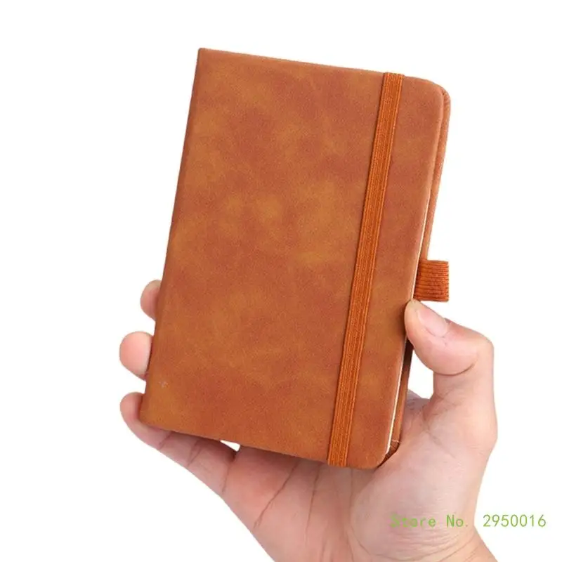 Business Notebook PU Leather Journal Elastic Strap Closure Ribbon Page Mark Lined Page Pocket Journal Small Notepads