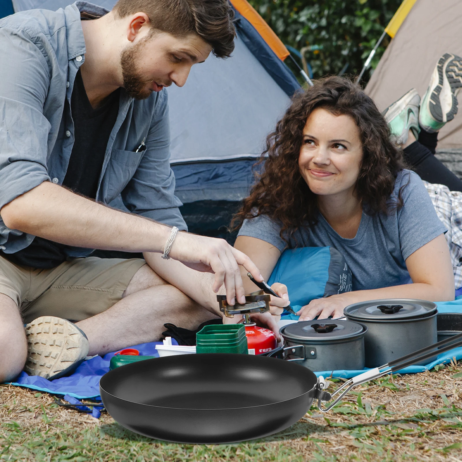 

Portable Non Camping Outdoor Cookware Cooking Pan Lightweight Practical Non Stick Frying Pan Multi Cooking Utensil functional