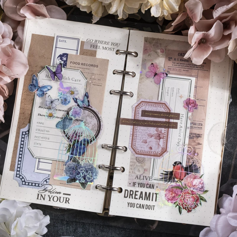 1pack/2Pcs Birdcage and Butterfly Themed Holographic Long Stickers DIY Handmade Album Scrapbooking Decorative Paper Supplies view 5