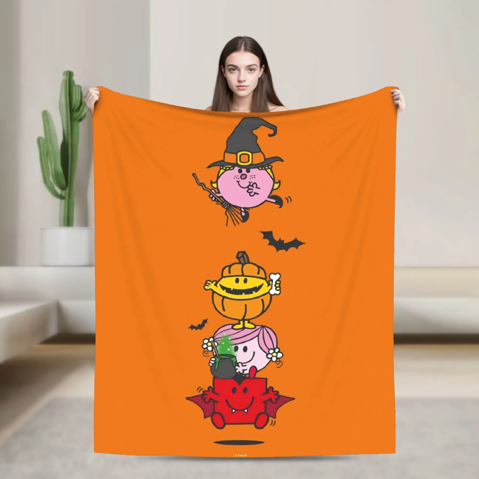 M-Mr M-Men L-Little M-Miss Halloween Flannel Throw Blanket  Blanket for Bed Bedroom Lightweight Bedding Throws,