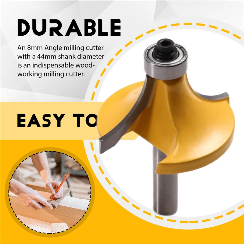 

【Price-Drop!】8Mm Shank Handle Diameter 44Mm Fillet Cutter Woodworking Milling Cutter Chamfering Cutter Arc Cutter Edge Trimmer H