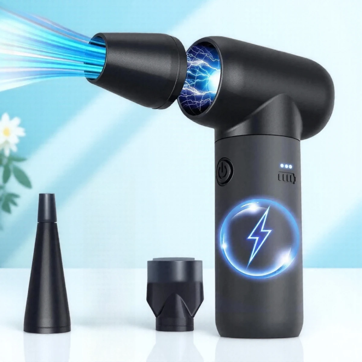 

Портативная электрическая воздуходувка 180000 об/мин, 3 режима скорости ветра для очистки клавиатуры автомобиля, компьютера, кемпинга