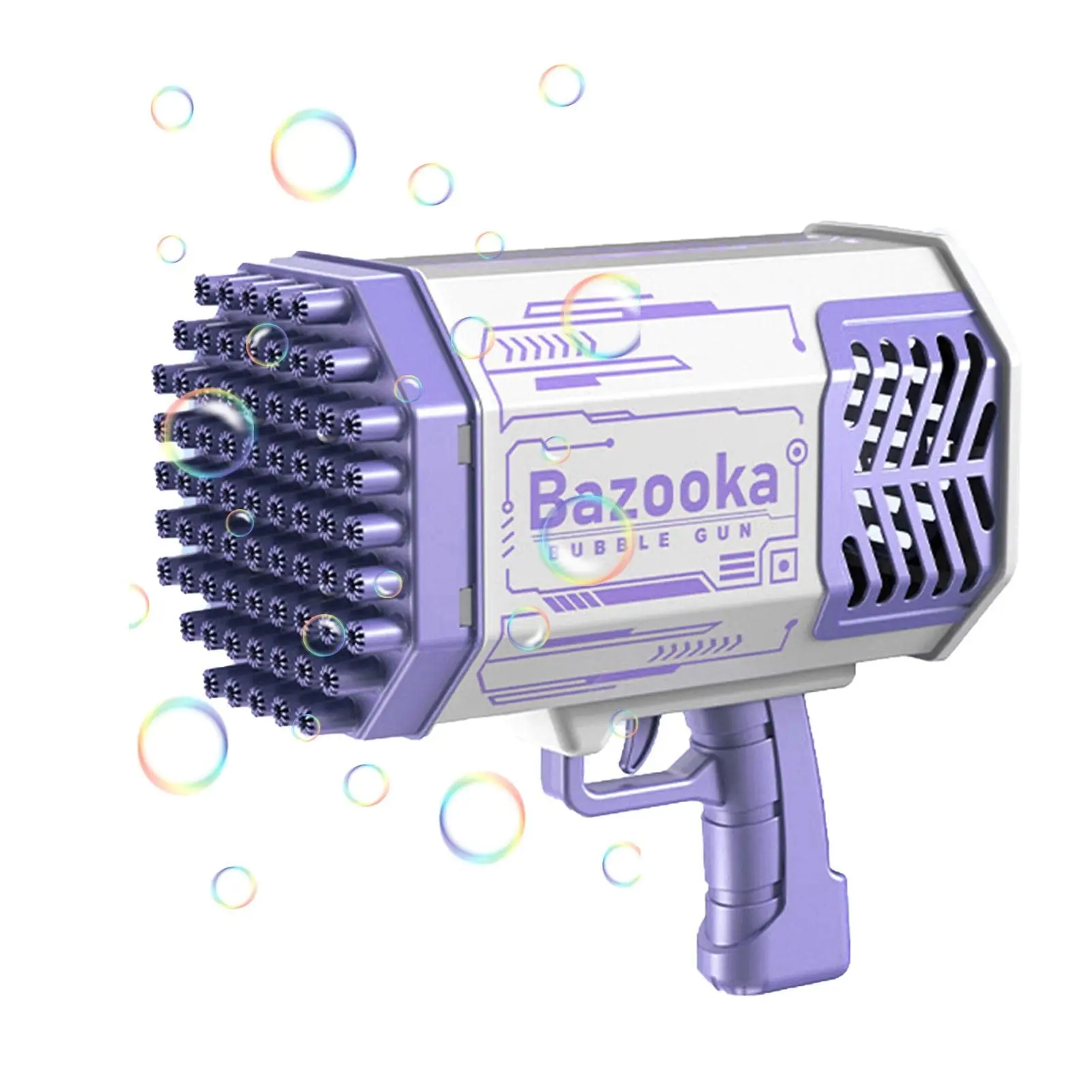 69-gaats automatische bubble blaster met LED-lichtshow, raketwerper speelgoedpistool voor buiten- en binnenfeestplezier
