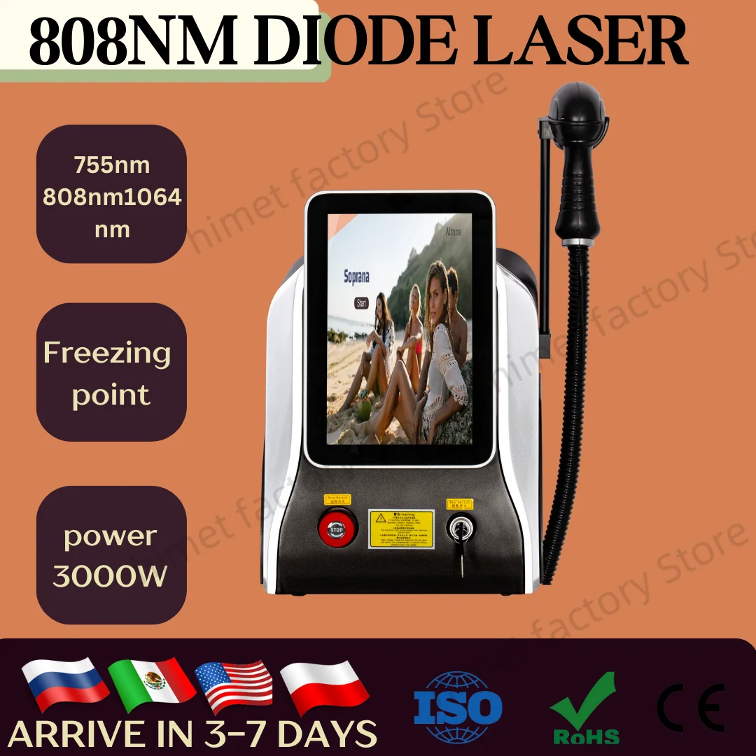 

Ice Painless Alexandrite Laser Permanent Hair Remover 755nm 808nm 1064nm Diode Laser Hair Removal Machine Epilation Definitive