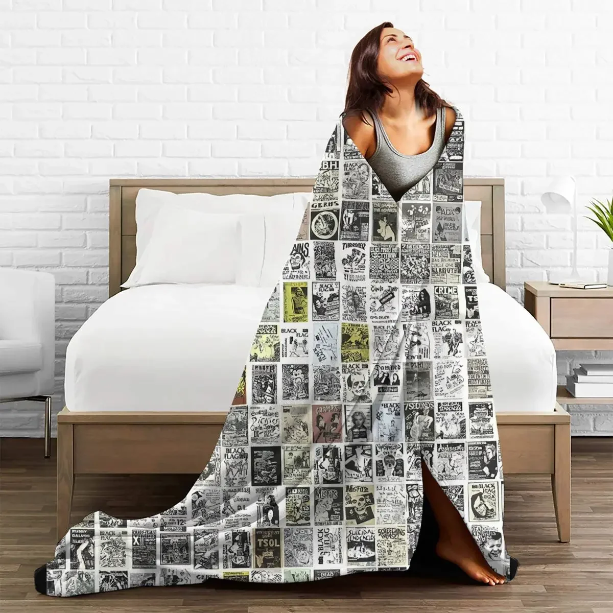 

Baby Blankets1980s Vintage Punk Disk Flannel Summer Lightweight Multi-function Throw Blanket for Bed Office Bedding Throws