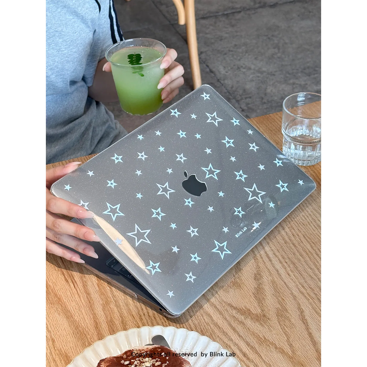 Blue Gray Star Glitter Laptop Case For Macbook Air 13.6 M4 NEO 15 M3 Shining Hard Cover For Mac Book Pro 13 M1M2 14 M4 M5 16
