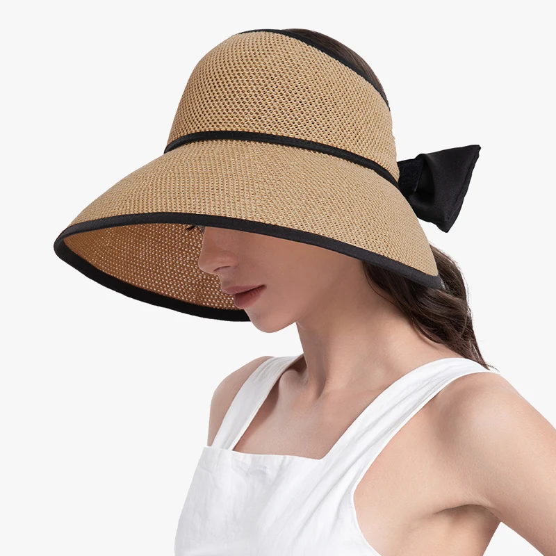 Chapeaux de paille anti-UV pour femmes, chapeaux de soleil pliables, visières à long bord large, chapeau de plage de voyage africain, casquettes d'extérieur pour femmes, chapeaux d'été