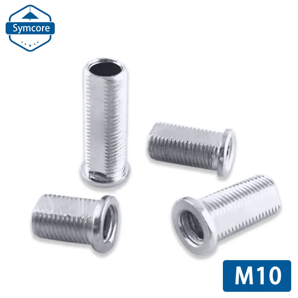 5Pcs M10 Nickel Plated Round Head Chamfered Tooth Tube Hollow Tooth Tube Tooth Rod Screw External Tooth Tube Connecting Rod