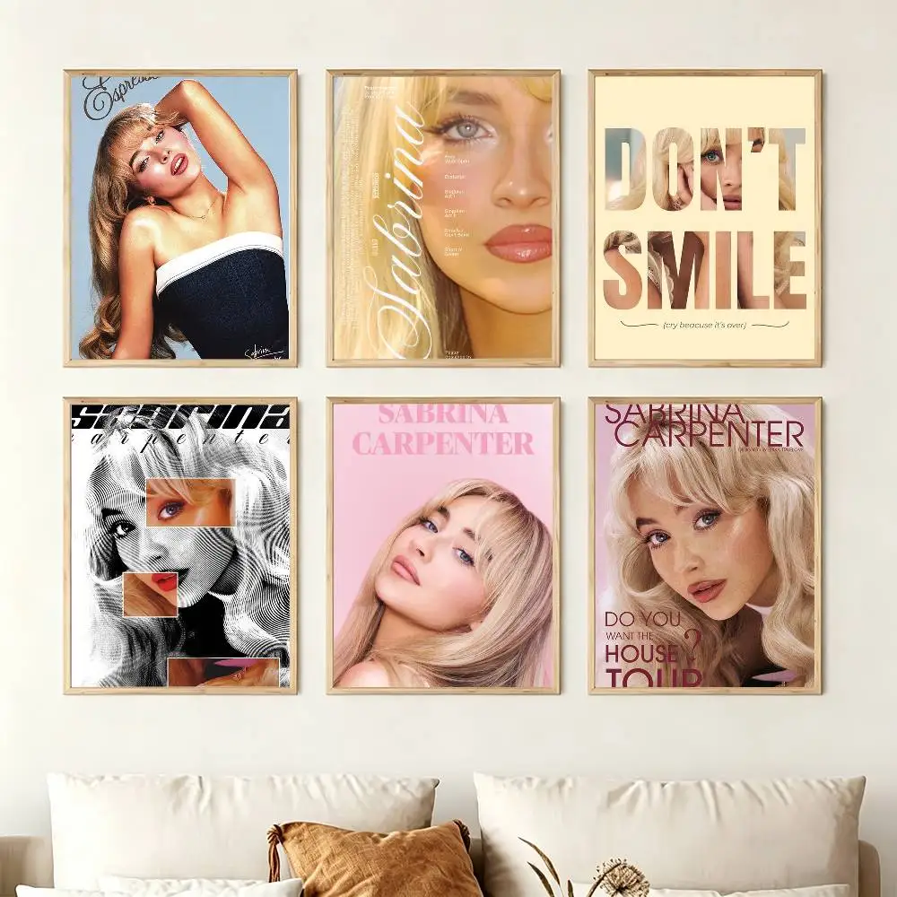 Cute S-Sabrina C-CARPENTER Poster High Quality Dorm Living Room Aesthetic Wall Decoration Painting Stickers Gift