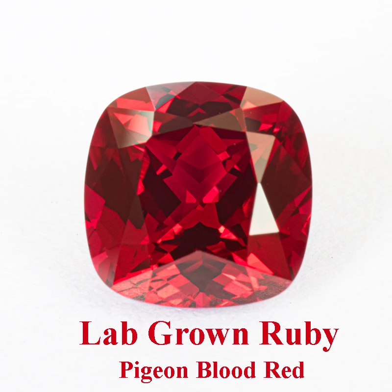 Lab Grown Ruby Square Cushion Pigeon Blood Red Gemstone Charms Beads Diy Jewelry Making Materials Selectable AGL Certificate