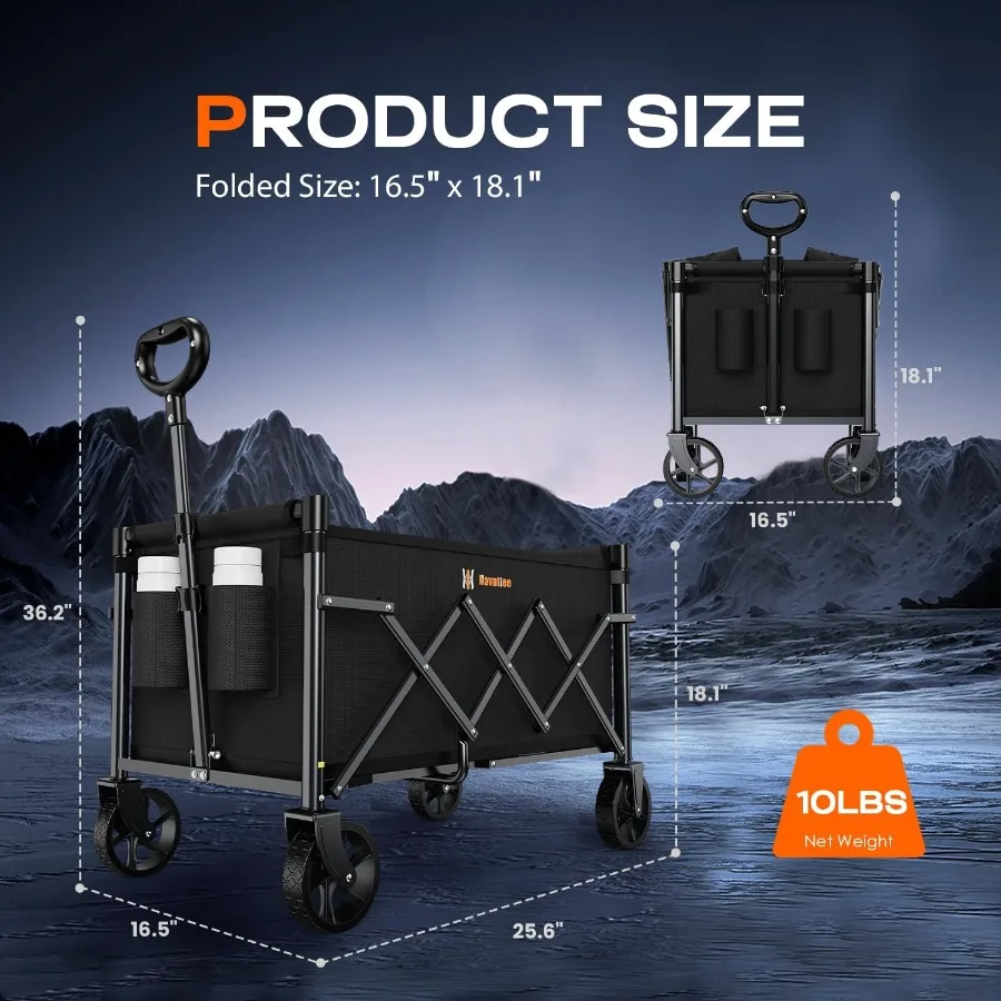 รถเข็นพับได้แบบพกพาพร้อมล้อสำหรับใช้กลางแจ้ง ความจุน้ำหนัก 220 ปอนด์น้ำหนักเบาพับขนาดเล็กช้อปปิ้งของชำ