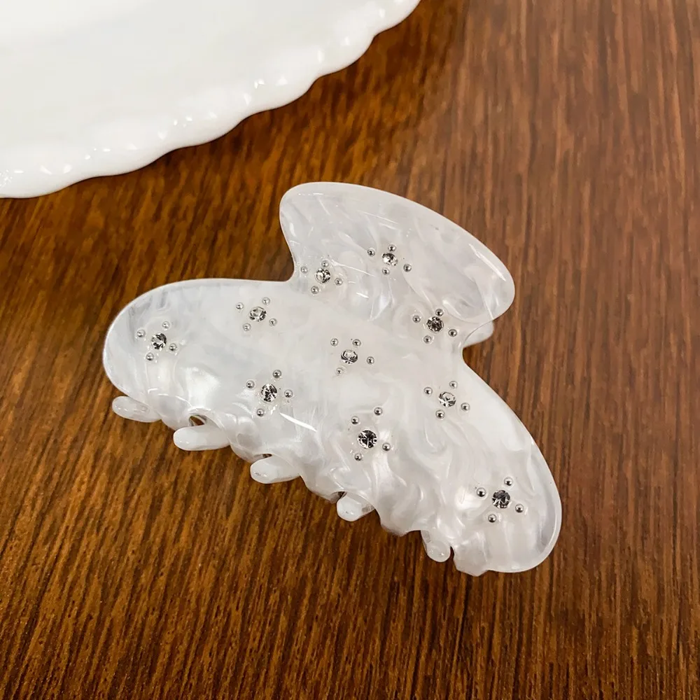 

Rhinestone Transparent Acetate Hair Claw Butterfly Hair Clip Acetic Acid Shark Clip Headwear Hairpin Rhinestone Hair Claw Female
