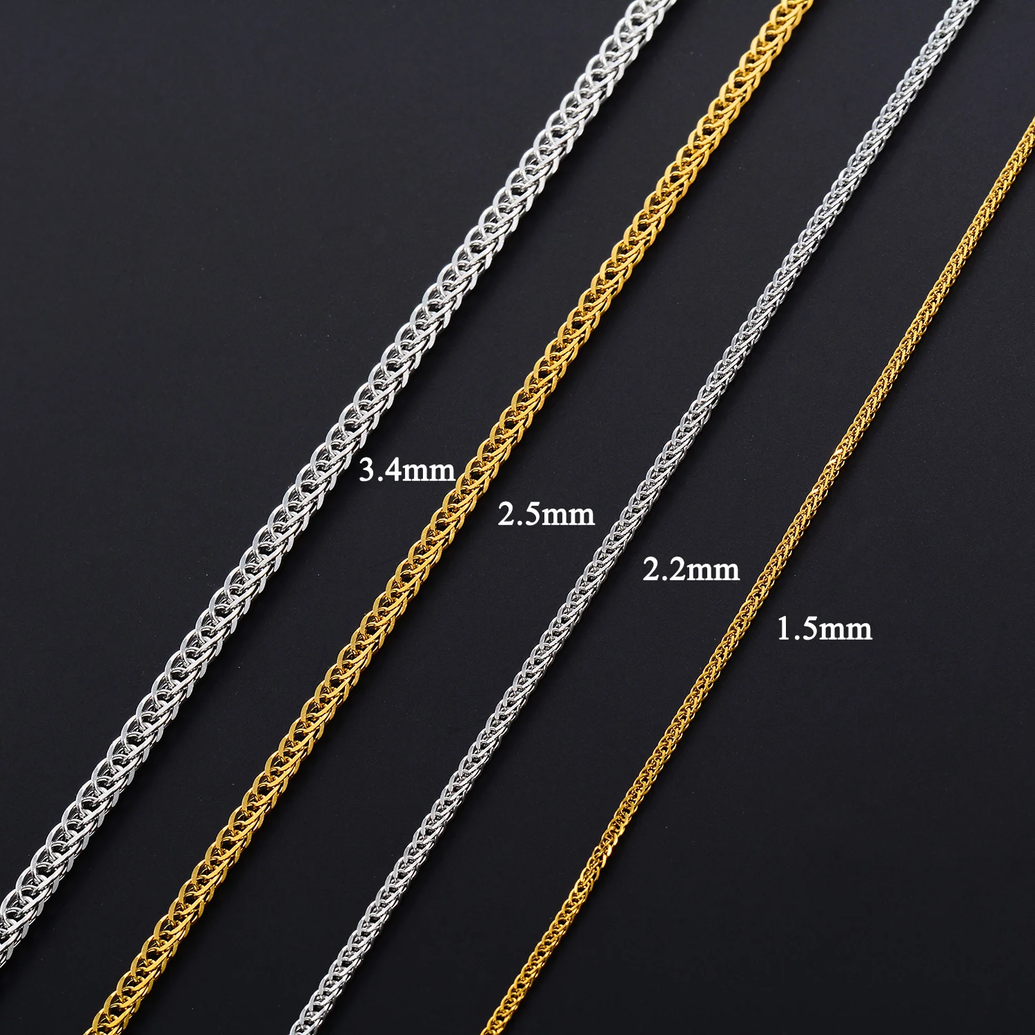 Breite 1,5/2,2/2,5/3,4mm Einfache Edelstahl-Gliederkette DIY Lange Halsketten Kubanische Gliederkette Schmuck für Frauen Männer – Detail 4