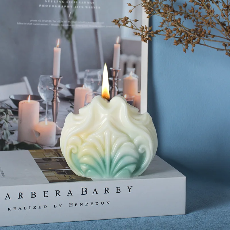 Moldes de silicona para velas de concha de océano, concha a rayas ondulada hecha a mano, jabón de aromaterapia, Molde de resina, herramienta para