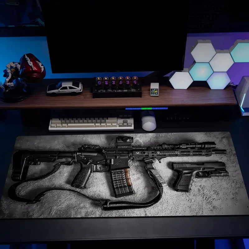 

DIY gun pattern oversized luxury gaming mousepad Computer office keyboard rubber non-slip desk mat esports enthusiasts preferred