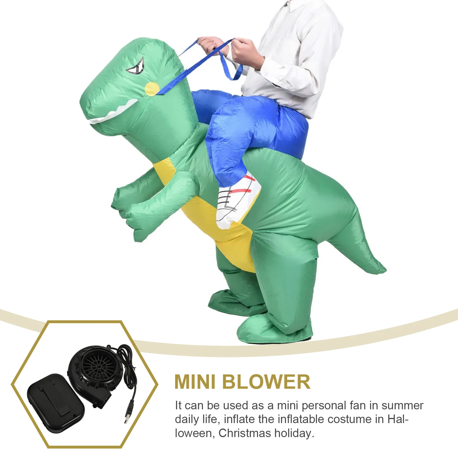 

Mini Blower Fan Lightweight Pump for Inflatable Costumes Dinosaur Green ABS Material Halloween Christmas Party DIY