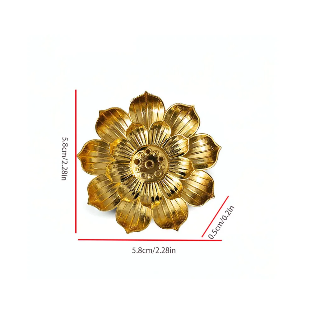 1pc Gold Incense Burner, Incense Holder for Sticks,Metal Lotus Incense Stick Holder and Detachable Ash Catcher