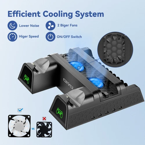 Imagen 2 del producto Soporte de cargador PS4 para kits de accesorios PlayStation 4, estación de ventilador de refrigeración para PS4 Slim/Pro, soporte Vertical para PS4 con 12 ranuras para juegos