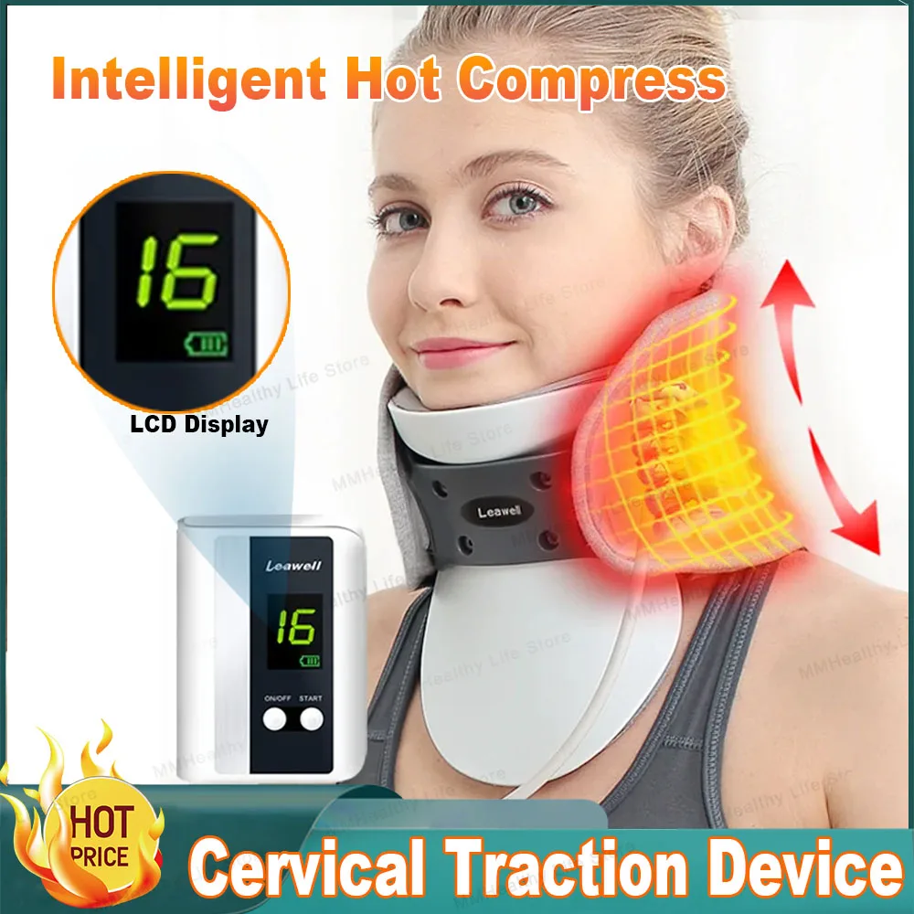 Intelligent Hot Compress Neck Traction Device Inflatable Cervical Tractor Support Posture Corrector Chiropractic Neck Brace